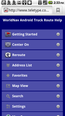 SmartTruckRoute Help Menu